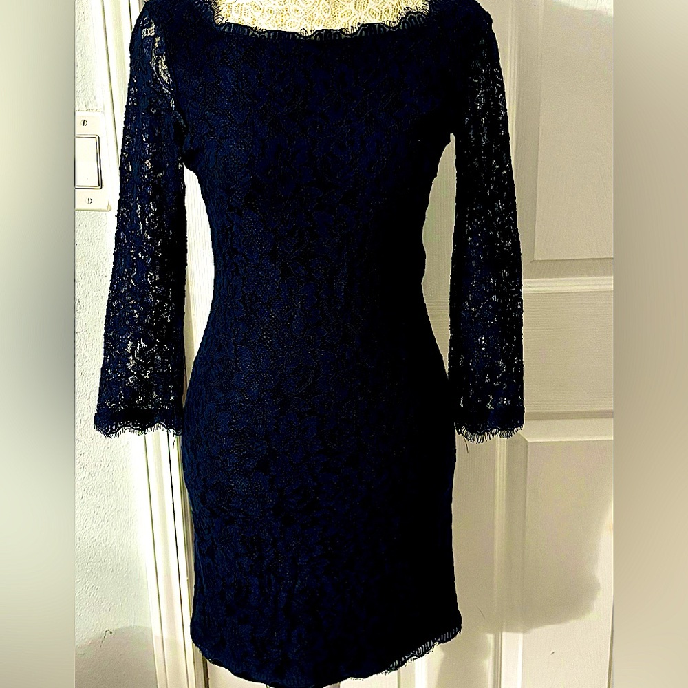 DVF lace Zarita dress in Midnight Blue